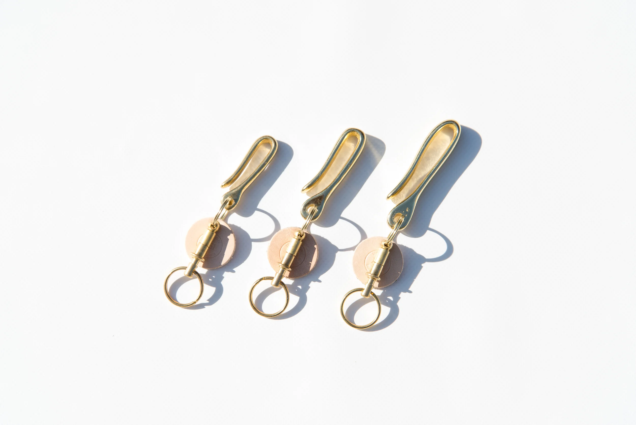 Solid Brass Quick Release Key Hook with Leather Tag — 1.61 Soft Goods